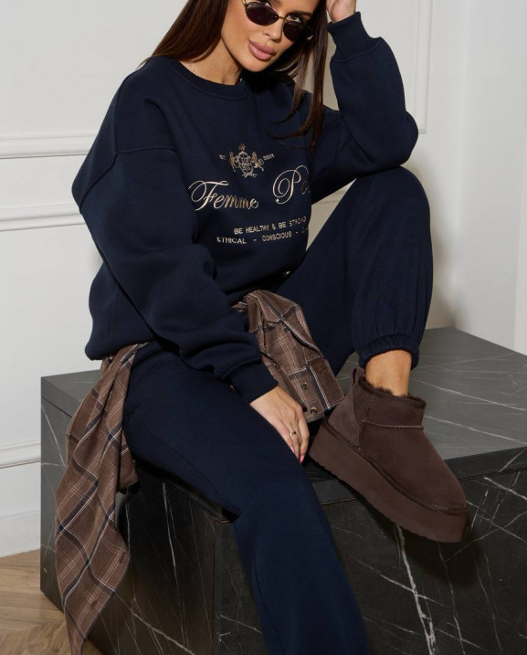 59/1 спортивний костюм на флісі з вишивкою світшот з джогерами 